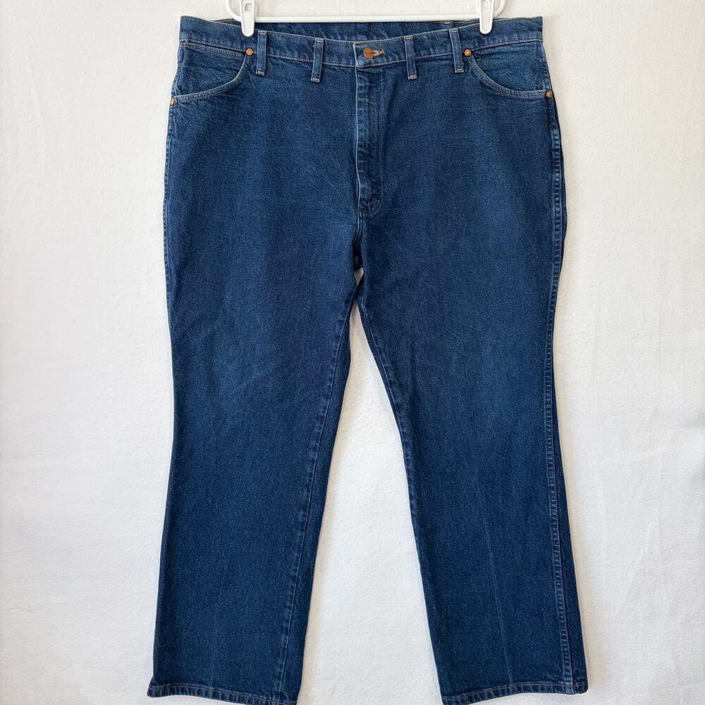 Wrangler Jeans Mens 44x30 Dark Blue Denim Straight Leg Workwear
